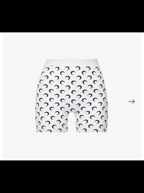 Marine Serre White Bike Shorts with Black Crescent Print